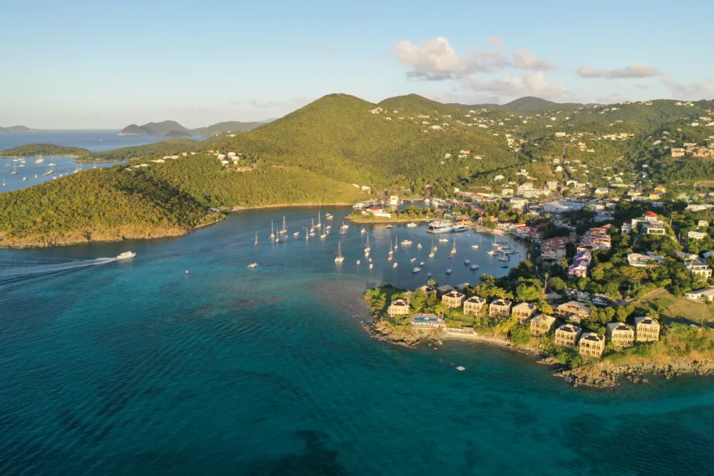 Cruz Bay St John Aerial Drone Shot